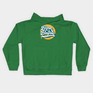 Born on the Bayou // Green and Gold Word Art Kids Hoodie